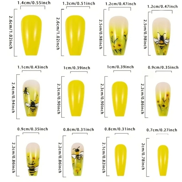 🐝BZZZZ BEES NAILS PRESS ON OR GLUE ON FULL KIT. - Picture 4 of 12